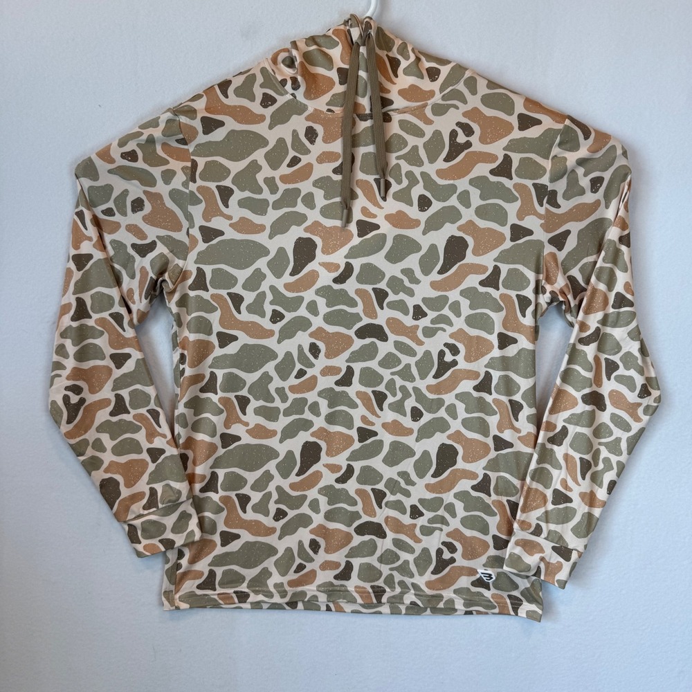Burlebo Mens Performance Hoodie Small Retro Duck Camo Lightweight Hunting Shirt